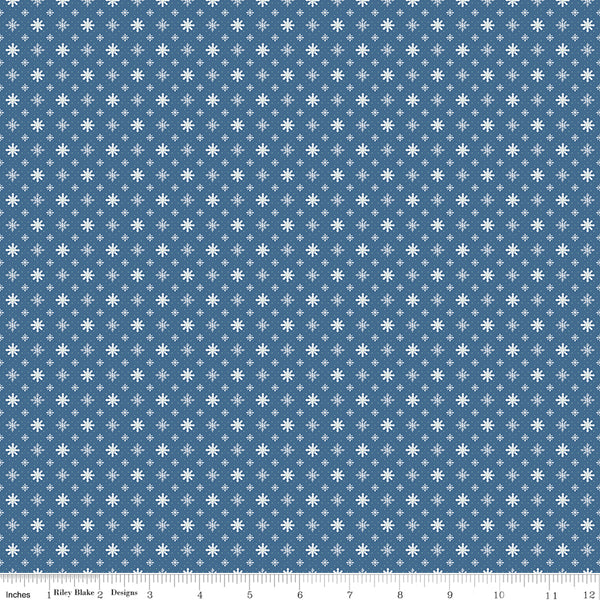 Christmas Village Fabric Snowflakes Denim by Katherine Lenius for Riley Blake Designs C12246-DENIM