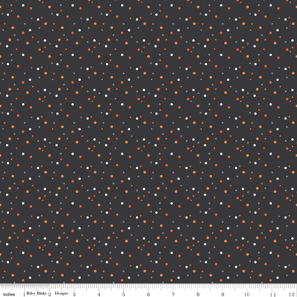 Hey Bootiful Fabric Dots Charcoal by My Mind's Eye for Riley Blake Designs C13135-CHARCOAL