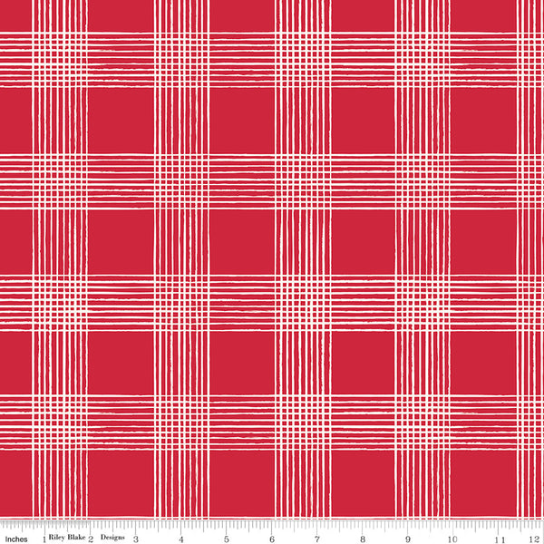 Land of the Brave Fabric Plaid Red by My Mind's Eye for Riley Blake Designs C13143-RED