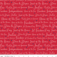 Land of the Brave Fabric Words Red by My Mind's Eye for Riley Blake Designs C13144-RED