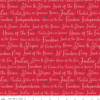 Land of the Brave Fabric Words Red by My Mind's Eye for Riley Blake Designs C13144-RED