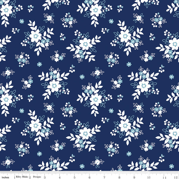 Simply Country Fabric - Bouquets Navy - Tasha Noel - Riley Blake Designs - C13411-NAVY