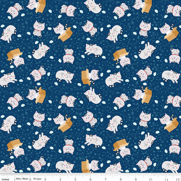 Pets Fabric Cats Navy by Lori Whitlock for Riley Blake Designs C13652-NAVY