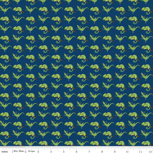 Pets Fabric Geckos Navy by Lori Whitlock for Riley Blake Designs C13653-NAVY