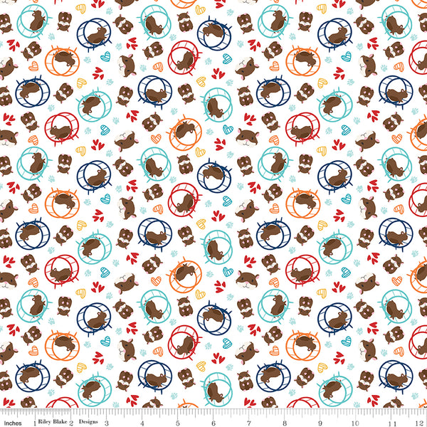 Pets Fabric Hamsters White by Lori Whitlock for Riley Blake Designs C13654-WHITE