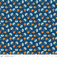 Pets Fabric Goldfish Navy by Lori Whitlock for Riley Blake Designs C13655-NAVY