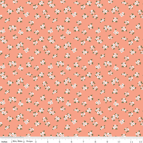 Homemade Fabric Blossoms Coral by Echo Park Paper Co for Riley Blake Designs C13724-CORAL
