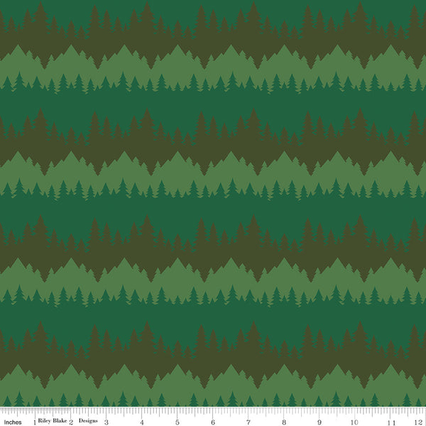 Only You Fabric - Tree Stripe Forest - Smokey Bear - Riley Blake Designs - C14642-FORES
