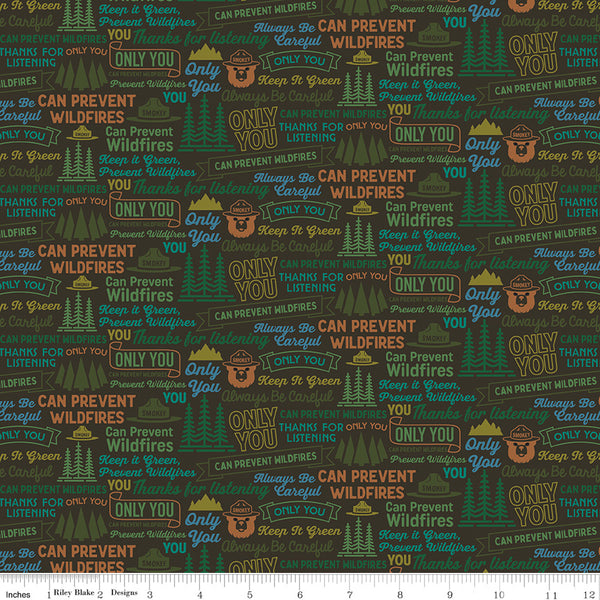 Only You Fabric - Catchphrase Bark - Smokey Bear Fabric - Riley Blake Designs - C14643-BARK