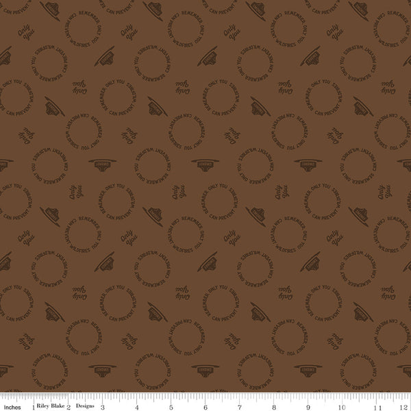 Only You Fabric - Text Toss Brown - Smokey Bear Fabric - Riley Blake Designs - C14644-BROWN
