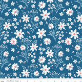 Firework Fields Fabric - Main Coastal Blue - Gracey Larson - Riley Blake Designs