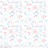 Firework Fields Fabric - Fireworks White - Gracey Larson - Riley Blake Designs
