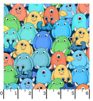 Crowd of Monsters Fabric - Space Monsters Fabric - Maywood Studio