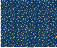 Rush Hour Spaceships Dark Navy - Space Monsters Fabric - Maywood Studio