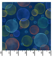 Bubbles Dark Navy Fabric - Space Monsters Fabric - Maywood Studio