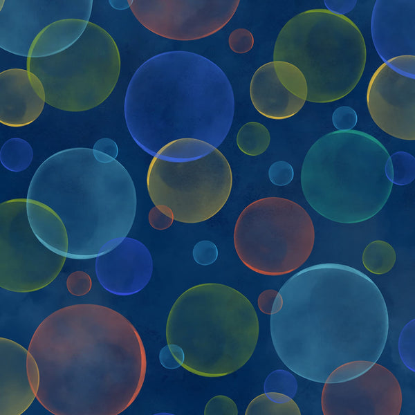 Bubbles Dark Navy Fabric - Space Monsters Fabric - Maywood Studio
