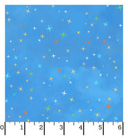 Stars Medium Blue Fabric - Space Monsters Blue - Maywood Studio