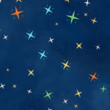 Stars Dark Navy Fabric - Space Monsters Fabric - Maywood Studio