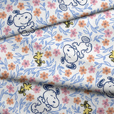 Peanuts Fabric - Snoopy & Woodstock Floral Frolic - Springs Creative Fabric