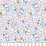 Peanuts Fabric - Snoopy & Woodstock Floral Frolic - Springs Creative Fabric