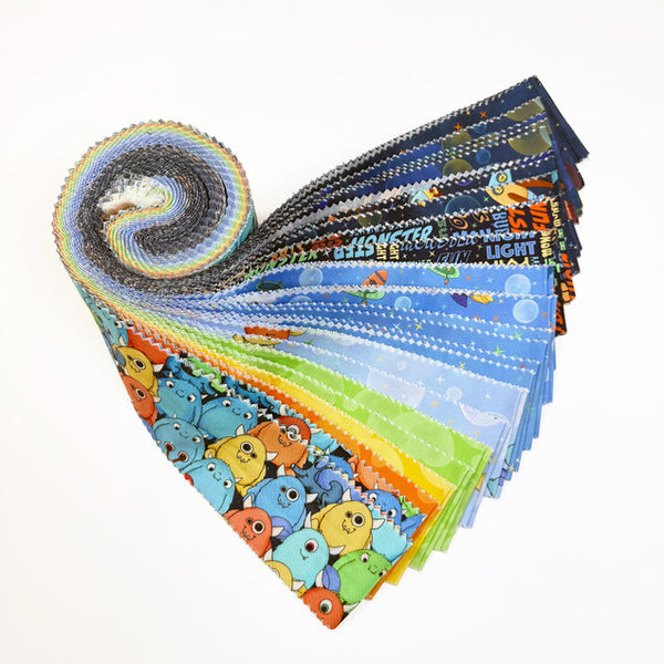 Space Monsters Fabric - Jelly Roll - 2.5 Inch Strips - Maywood Studio