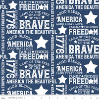 Let Freedom Soar Fabric Text Blue C10520-BLUE Patriotic Quilting Fabric