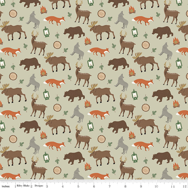 Adventure Is Calling Fabric Wildlife Khaki by Dani Mogstad for Riley Blake Designs C10721-KHAKI