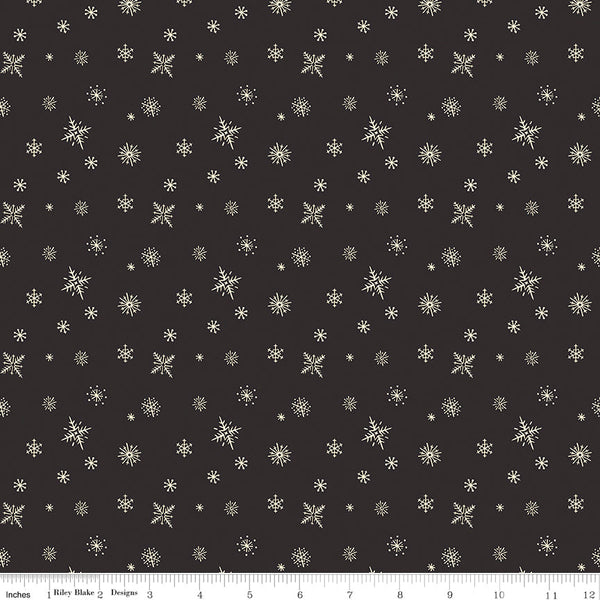 Christmas at Buttermilk Acres Fabric Snowflakes Black C10909-BLACK Quilting Fabric