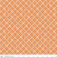 Indigo Garden Fabric Diagonal Daisy Orange by Heather Peterson for Riley Blake Designs C11273-ORANGE