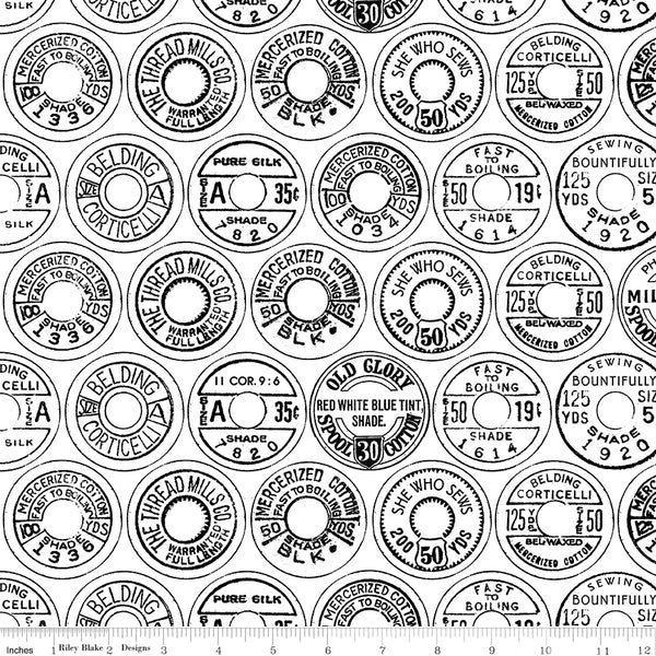 Best of She Who Sews Fabric Low Volume Spool Tops Black by J. Wecker Frisch for Riley Blake Designs C11338-BLACK