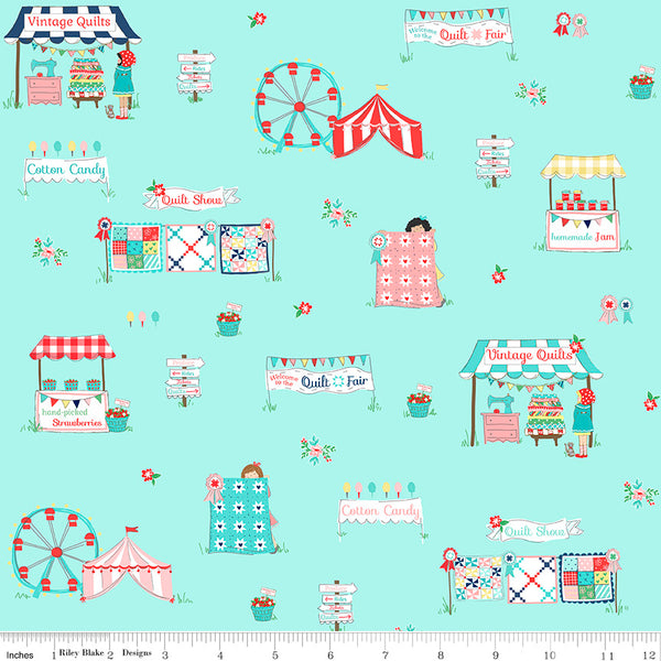 Quilt Fair Fabric Main Aqua C11350-AQUA by Tasha Noel for Riley Blake Designs