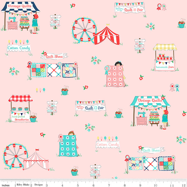 Quilt Fair Fabric Main Pink C11350-PINK by Tasha Noel for Riley Blake Designs