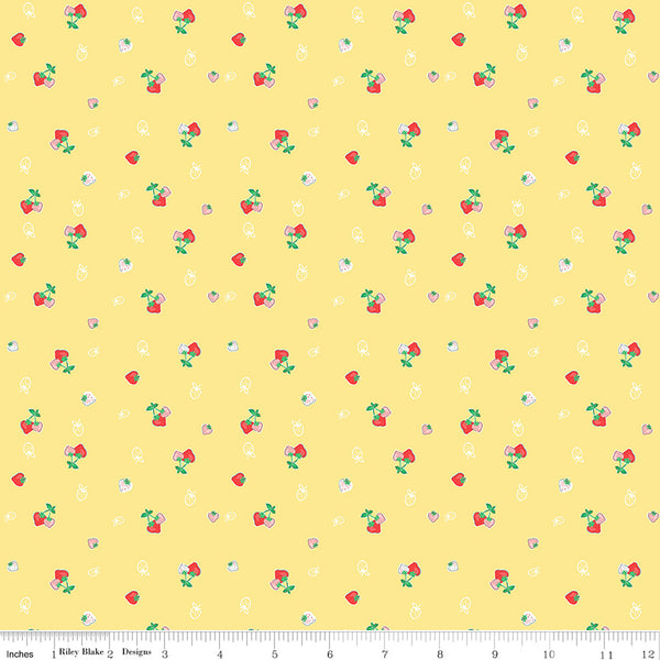 Quilt Fair Fabric Strawberries Yellow by Tasha Noel for Riley Blake Designs C11352-YELLOW