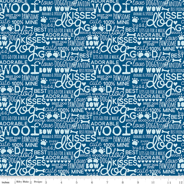 Cooper Fabric Words Blue C11402-BLUE Quilting Fabric