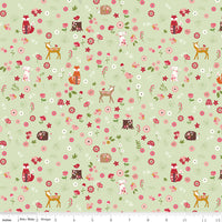Enchanted Meadow Fabric Forest Friends Green by Beverly McCullough for Riley Blake Designs C11551-GREEN