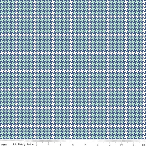 Enchanted Meadow Fabric Houndstooth Denim by Beverly McCullough for Riley Blake Designs C11554-DENIM