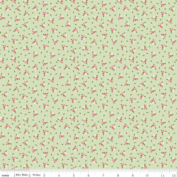 Enchanted Meadow Fabric - Scattered Flowers Green - Beverly McCullough - Riley Blake Designs - C11555-GREEN