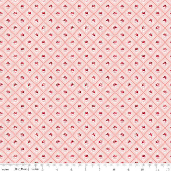 Enchanted Meadow Fabric Mushrooms Pink by Beverly McCullough for Riley Blake Designs C11556-PINK