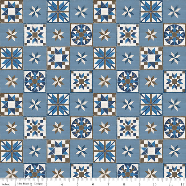 Winter Barn Quilts Fabric Blocks Blue by Tara Reed for Riley Blake Designs C12081-BLUE