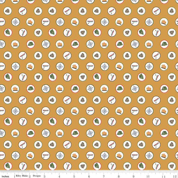 Love You S'more Fabric Badges Gold by Gracey Larson for Riley Blake Designs C12141-GOLD