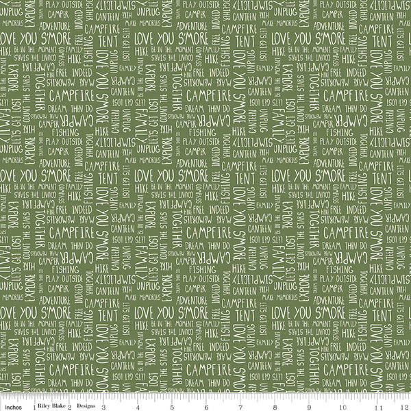 Love You S'more Fabric Text Olive by Gracey Larson for Riley Blake Designs C12142-OLIVE