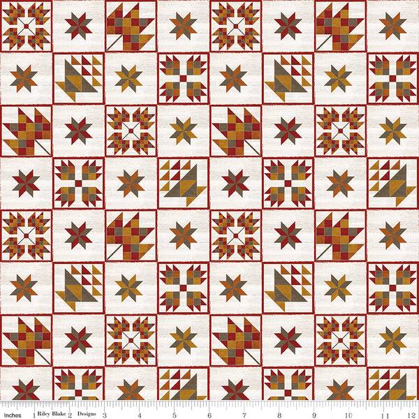 Fall Barn Quilts Fabric Blocks Parchment by Tara Reed for Riley Blake Designs C12201-PARCHMENT