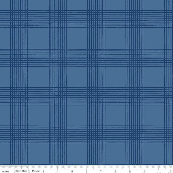 Land of the Brave Fabric Plaid Denim by My Mind's Eyes for Riley Blake Designs C13143-DENIM