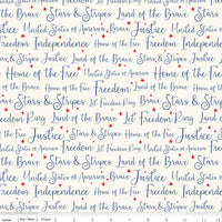 Land of the Brave Fabric Words Cream by My Mind's Eye for Riley Blake Designs C13144-CREAM