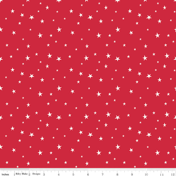 Land of the Brave Fabric Stars Red by My Mind's Eye for Riley Blake Designs C13146-RED
