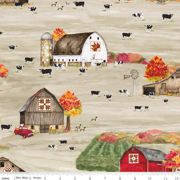 Fall Barn Quilts Fabric Main Wheat by Tara Reed for Riley Blake Designs CD12200-WHEAT
