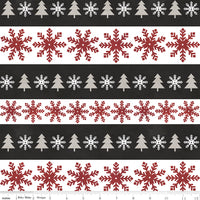 Hello Winter Flannel Fabric Stripes Black by Tara Reed for Riley Blake Designs F11942-BLACK