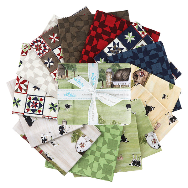 Barn Quilts Fabric Fat Quarter Bundle by Tara Reed for Riley Blake Designs FQ-11050-14